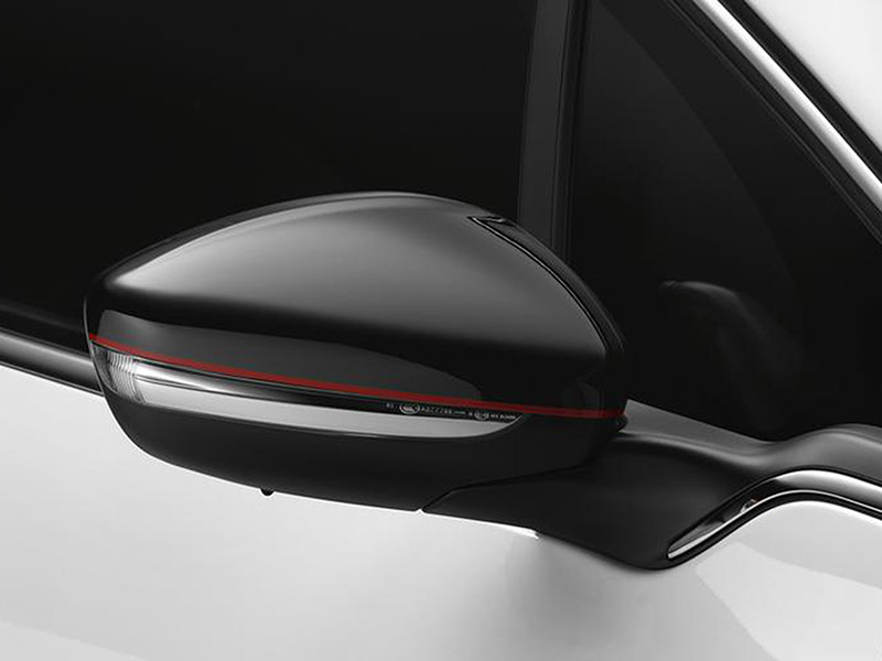 PEUGEOT LIGNE 'S' mirror caps - Black with Red pin stripe